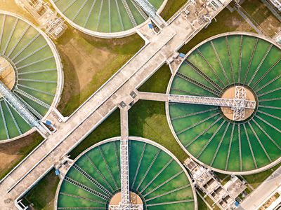 Water recycling station seen from top